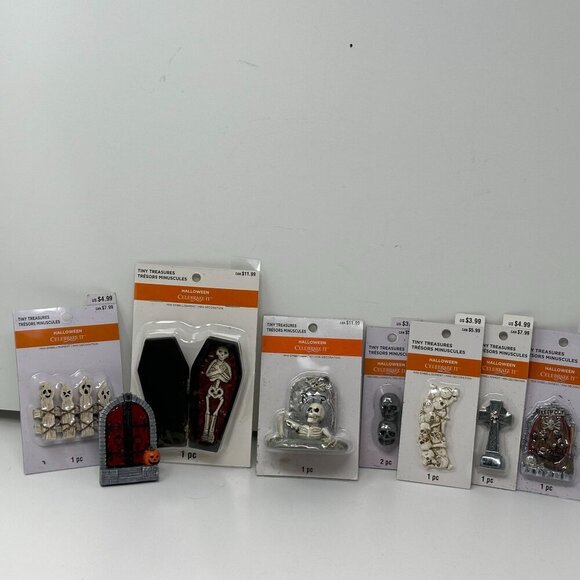 Halloween Skeletons Tombstones Miniatures Lot Celebrate It Tiny Treasures Decor - Picture 14 of 14